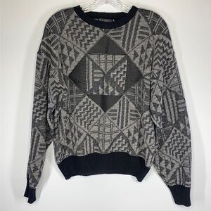Vintage Barnaby Black & Gray Crewneck Sweater Size Large